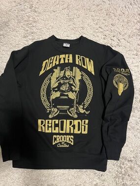 Crooks & Castles Black and Gold Death Row Records Graphic Crewneck